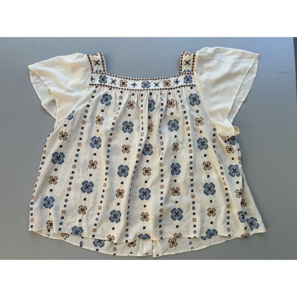 Torrid Embroidered Linen Rayon Boho Square Neck Short Sleeve Top - Size 4 4XL - Picture 5 of 5